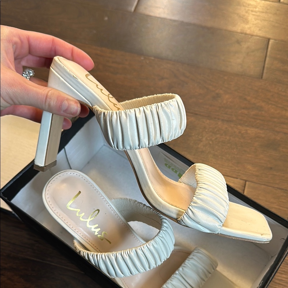 Lulu's White Heels with Elegant Ruched Design